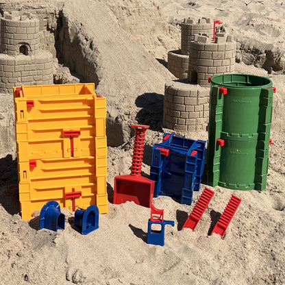 Sandmasons Master Sandcastle Kit. Complete sand and snow castle building set with all forms and tools.