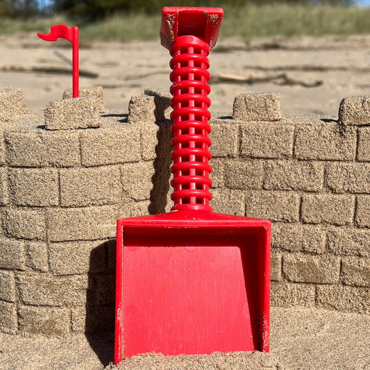 Sandmasons sandcastle kit shovel. Durable shovel engineered for filling and packing sand or snow into forms.